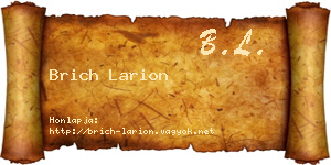 Brich Larion névjegykártya